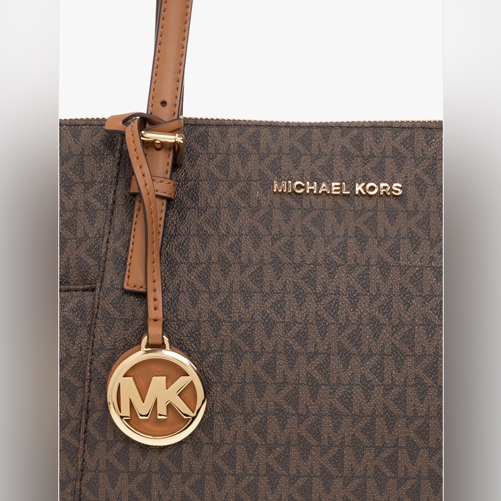 Women’s Handbag MICHAEL KORS Jet Set Leather Tote Brown Acorn AUTHENTIC NWT - Picture 3 of 11